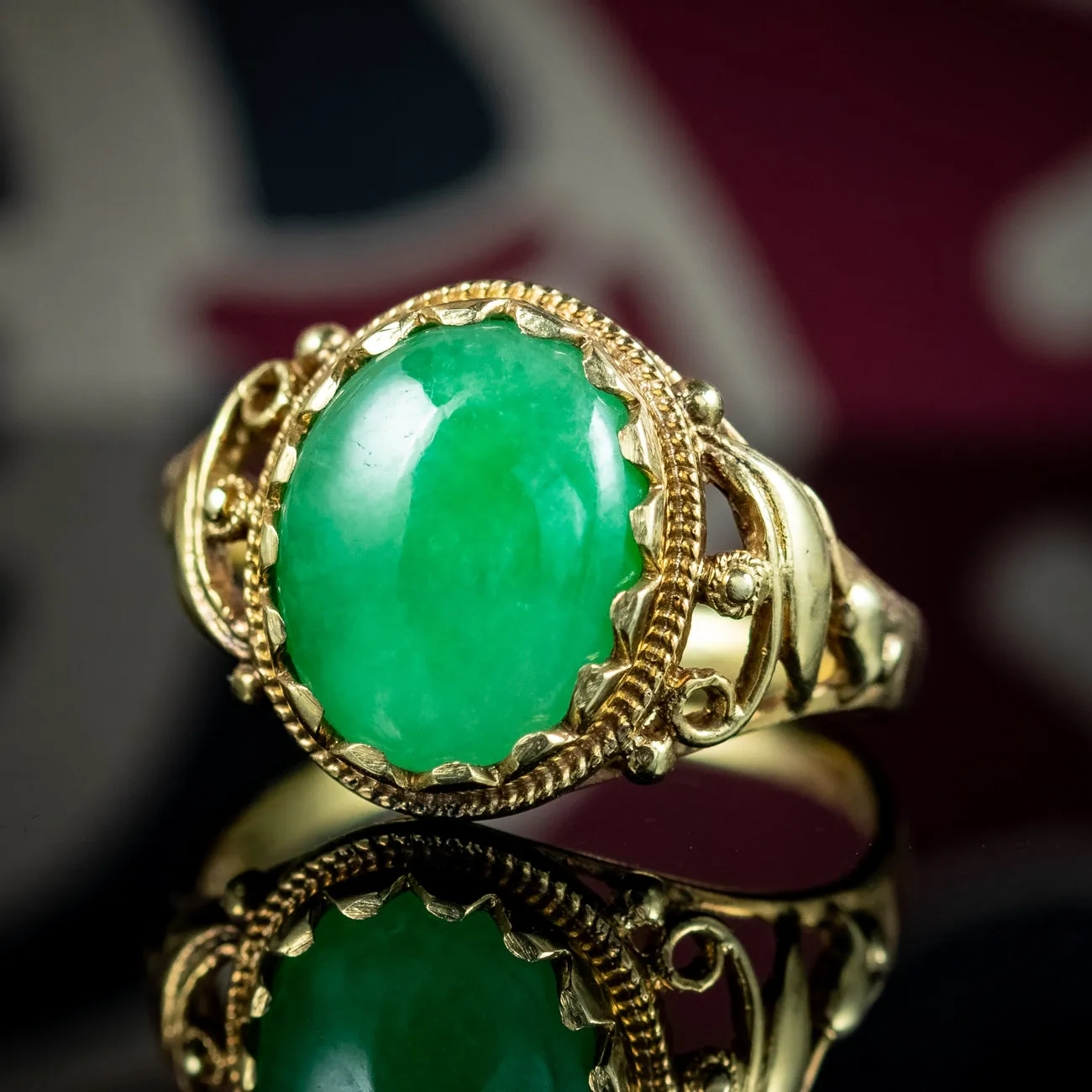 Antique Victorian Jade Solitaire Ring