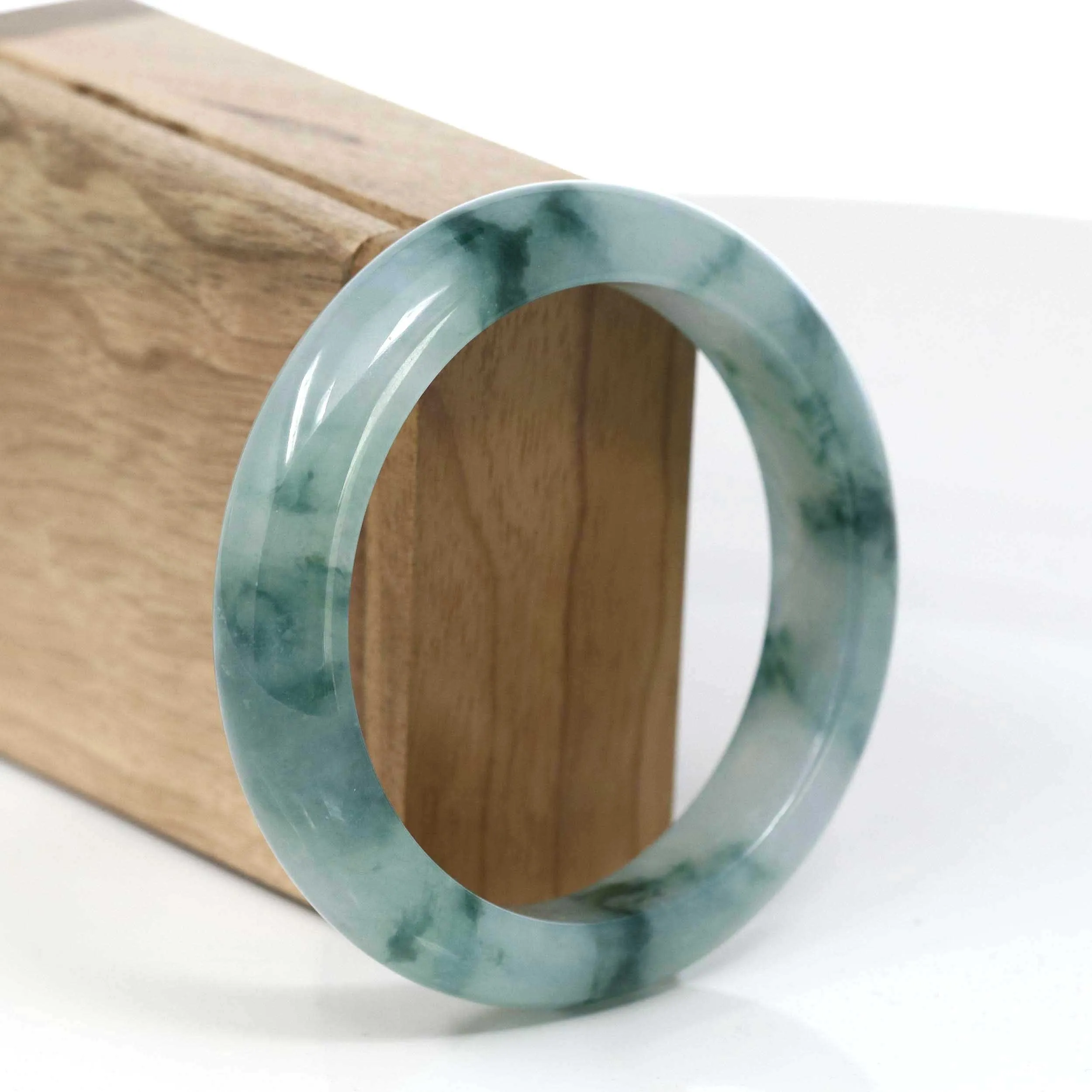 Baikalla High-end Burmese Ice Blue-Green Jade Jadeite Bangle Bracelet (57.76mm) ( Collectibles )T091