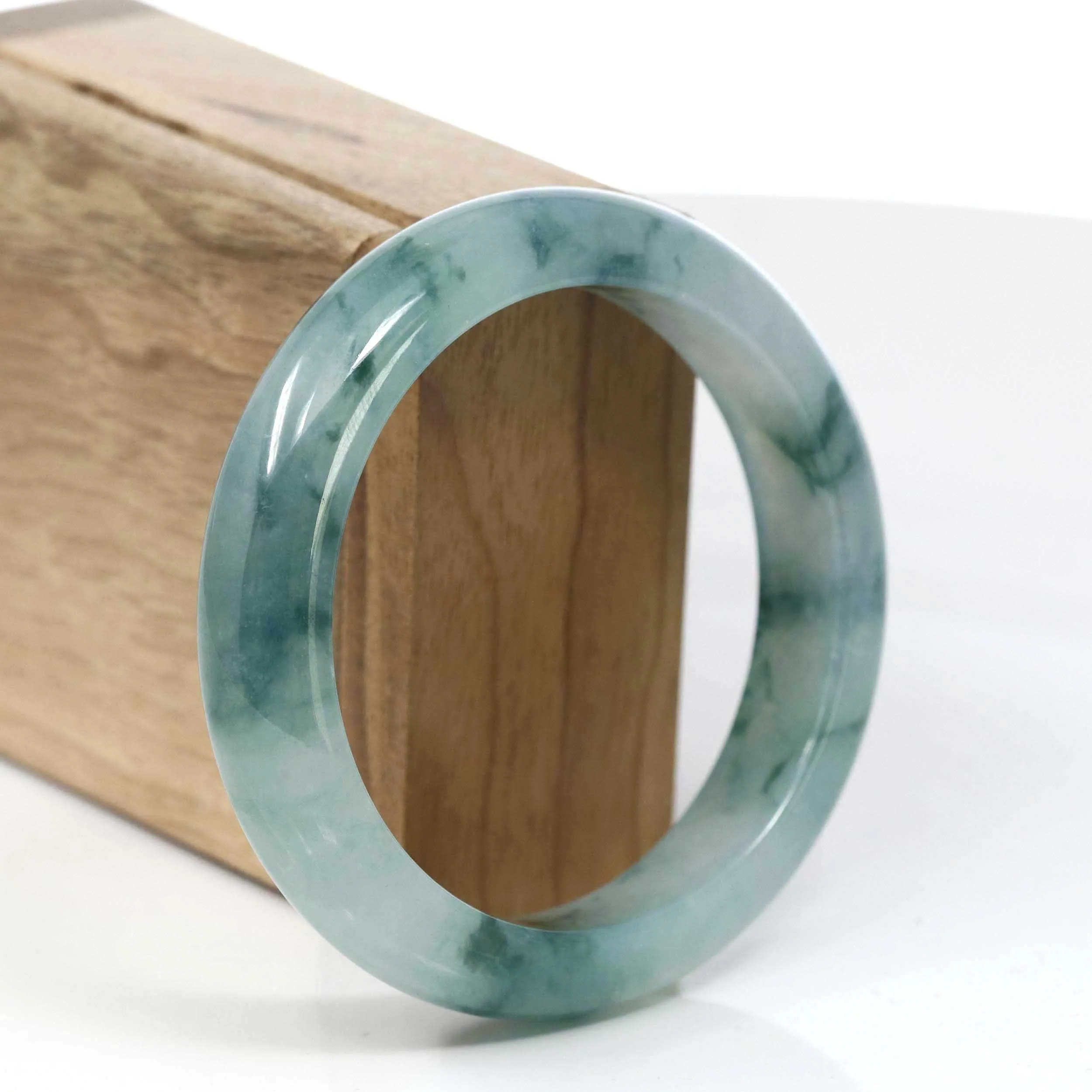 Baikalla High-end Burmese Ice Blue-Green Jade Jadeite Bangle Bracelet (57.76mm) ( Collectibles )T091