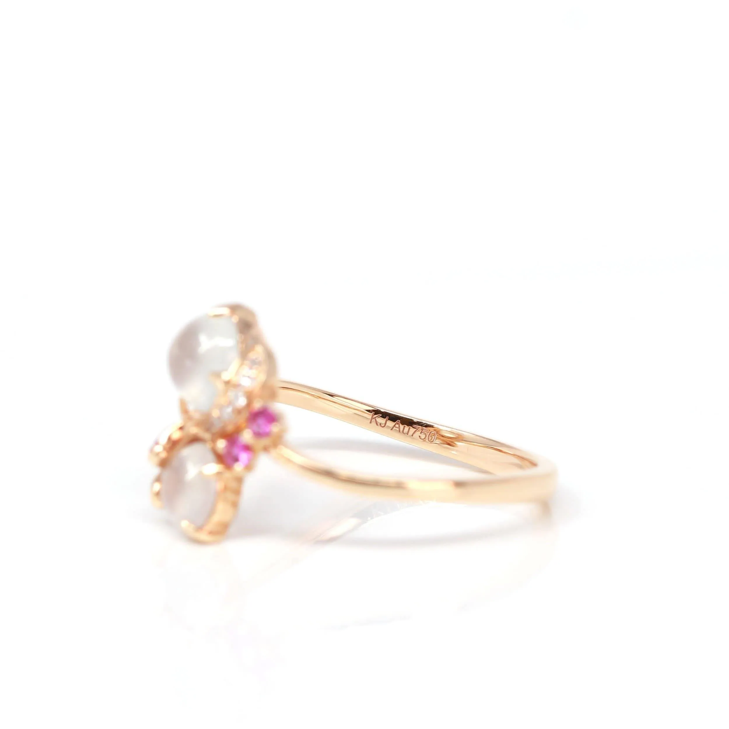 Baikalla? "Amelie" 18k Rose Gold Natural Ice Jadeite Engagement Ring With Diamonds