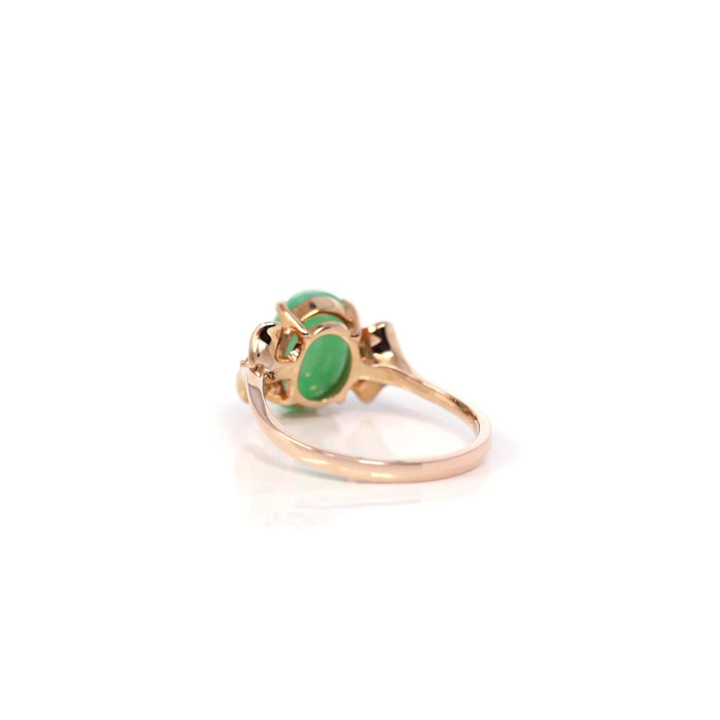 Baikalla? "Aretha" 18k Rose Gold Natural Imperial Jadeite Morning Glory Engagement Ring