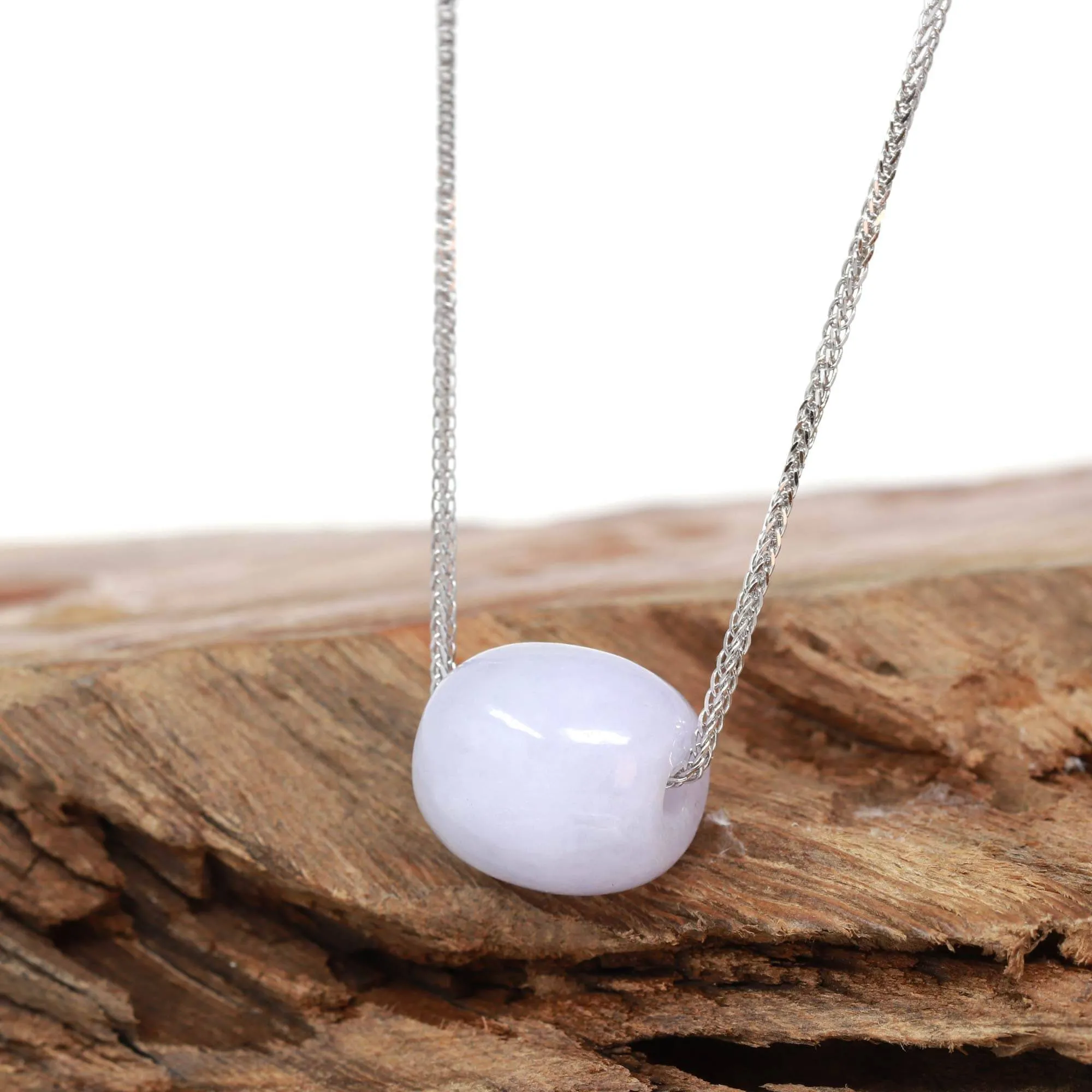 Baikalla? "Good Luck Button" Necklace Real Lavender Jade Lucky TongTong Pendant Necklace