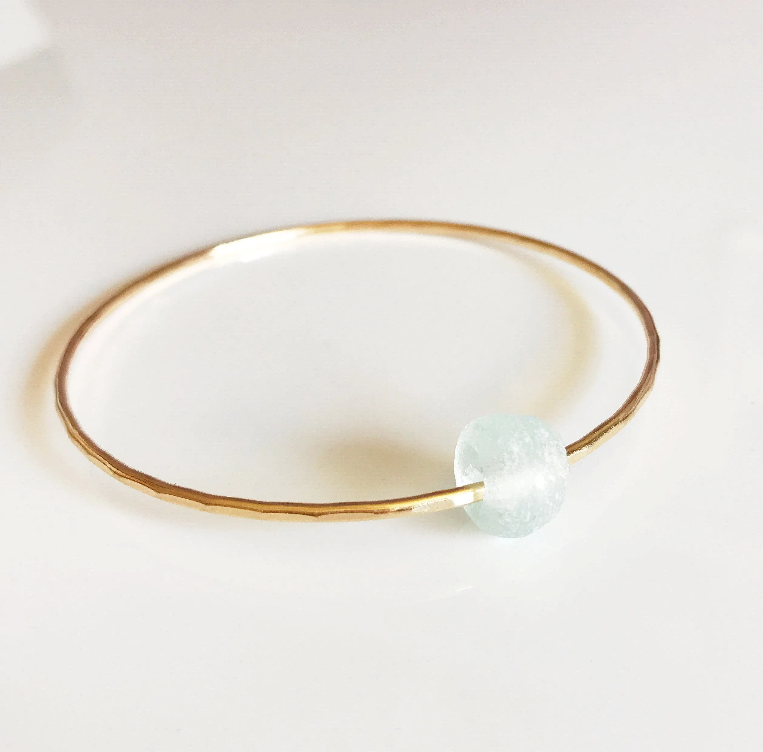 Bangle HINA- sea foam beach glass (B329)