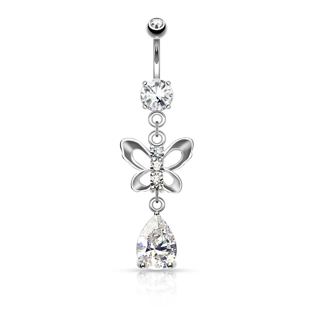 Belly Ring - Butterfly Tear Drop