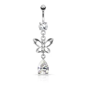 Belly Ring - Butterfly Tear Drop