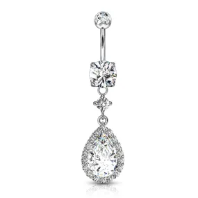 Belly Ring - Tear Drop Cubic Zirconia