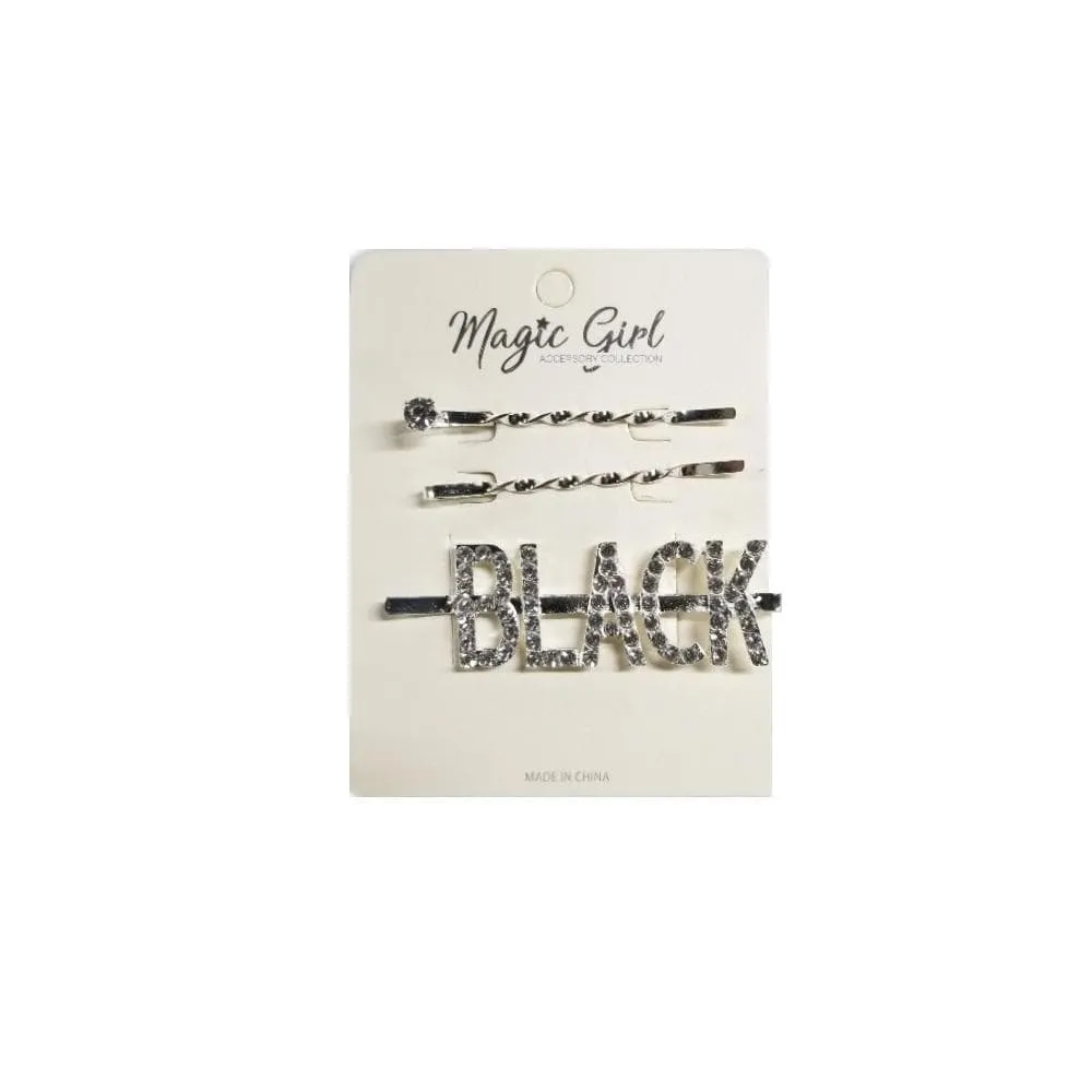 BLACK 1 | Rhinestone Hair Pin 3PCS