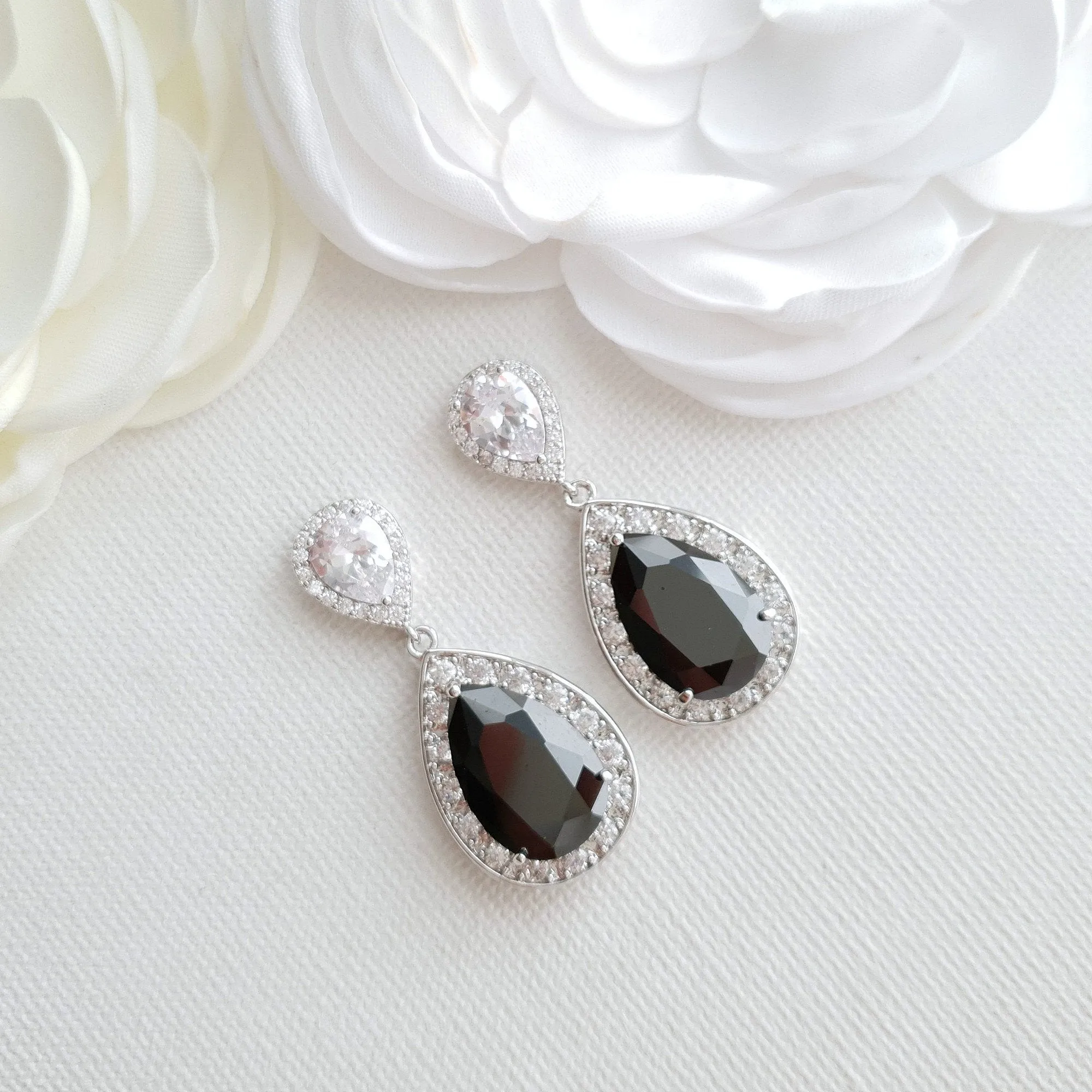 Black Drop Earrings- Zoe