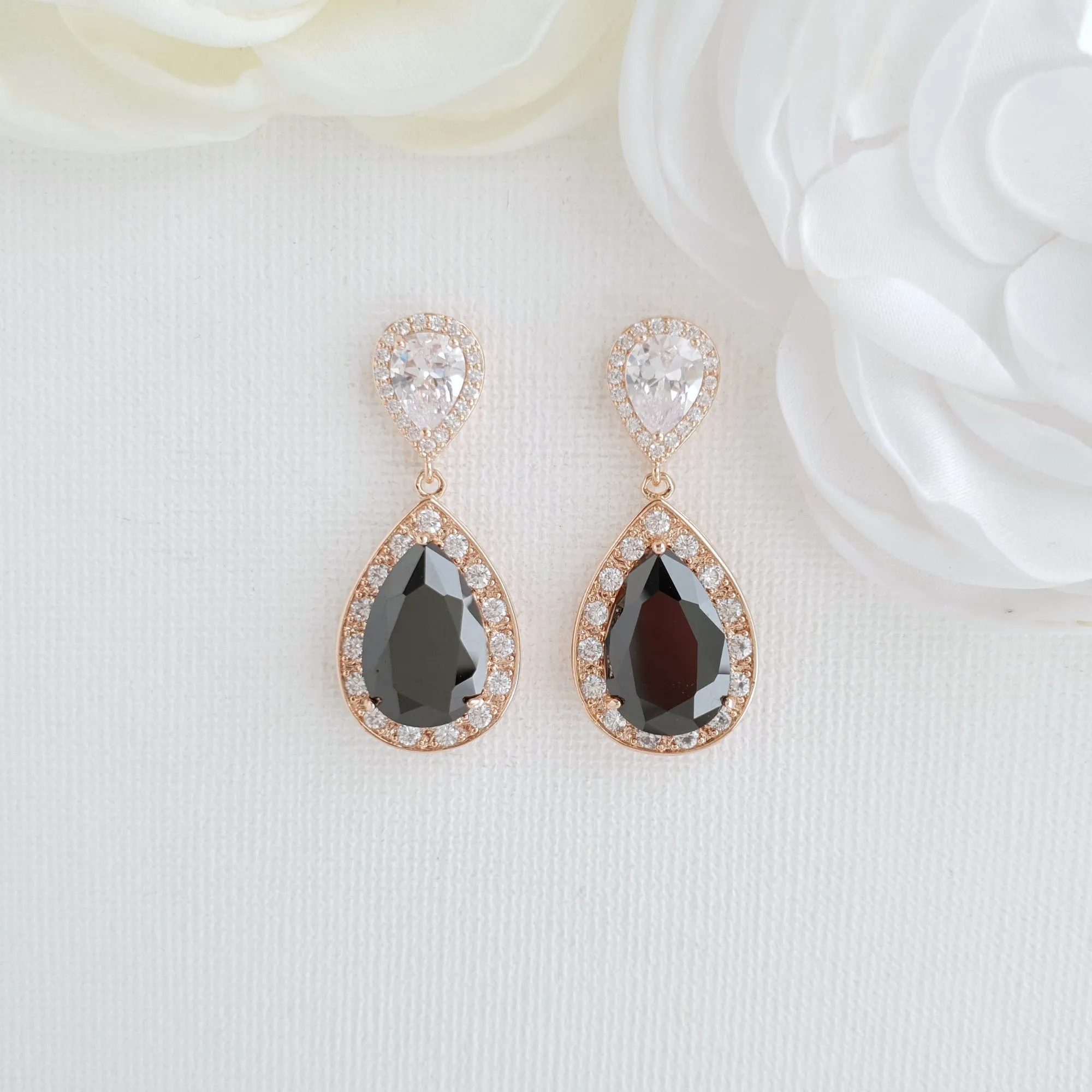 Black Drop Earrings- Zoe