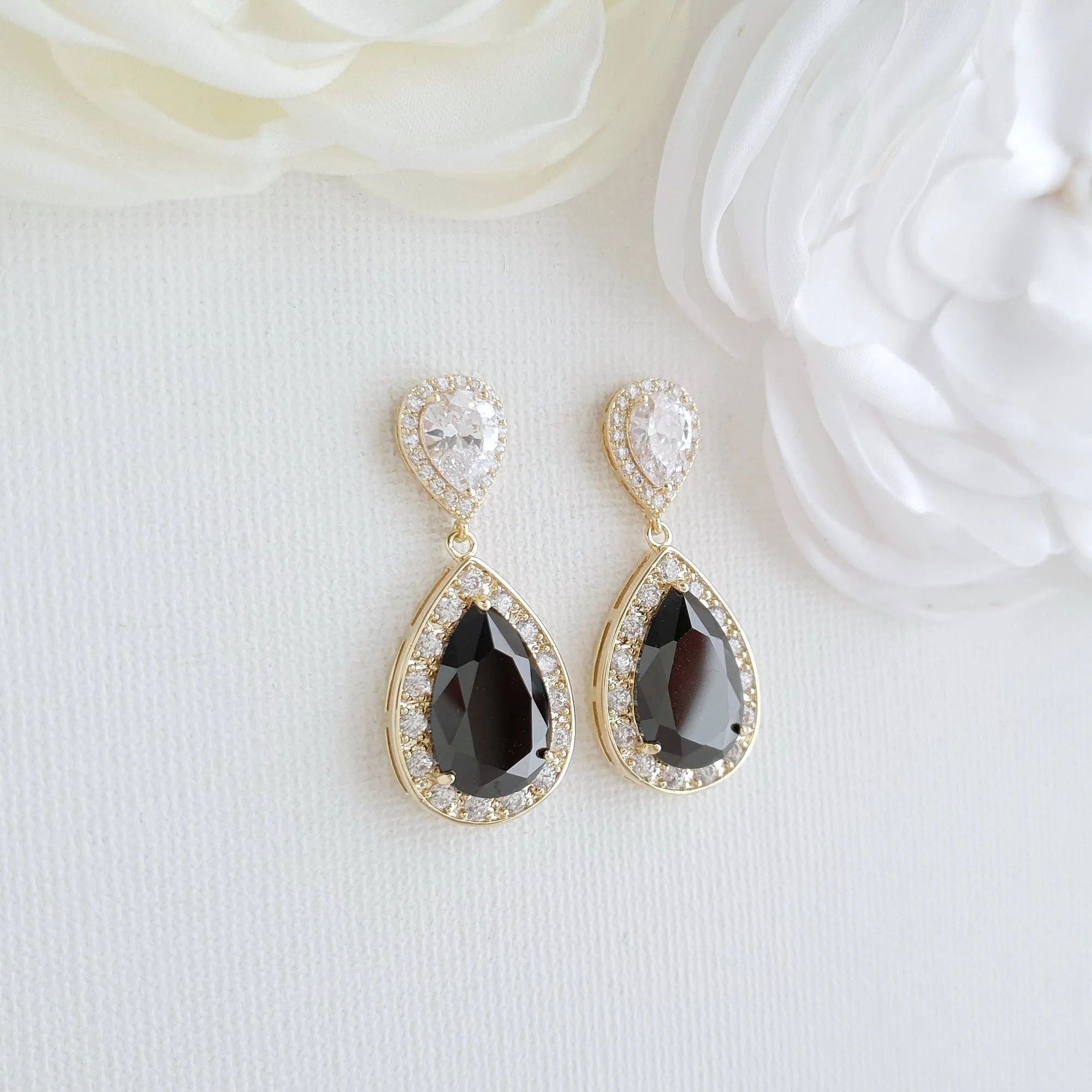 Black Drop Earrings- Zoe