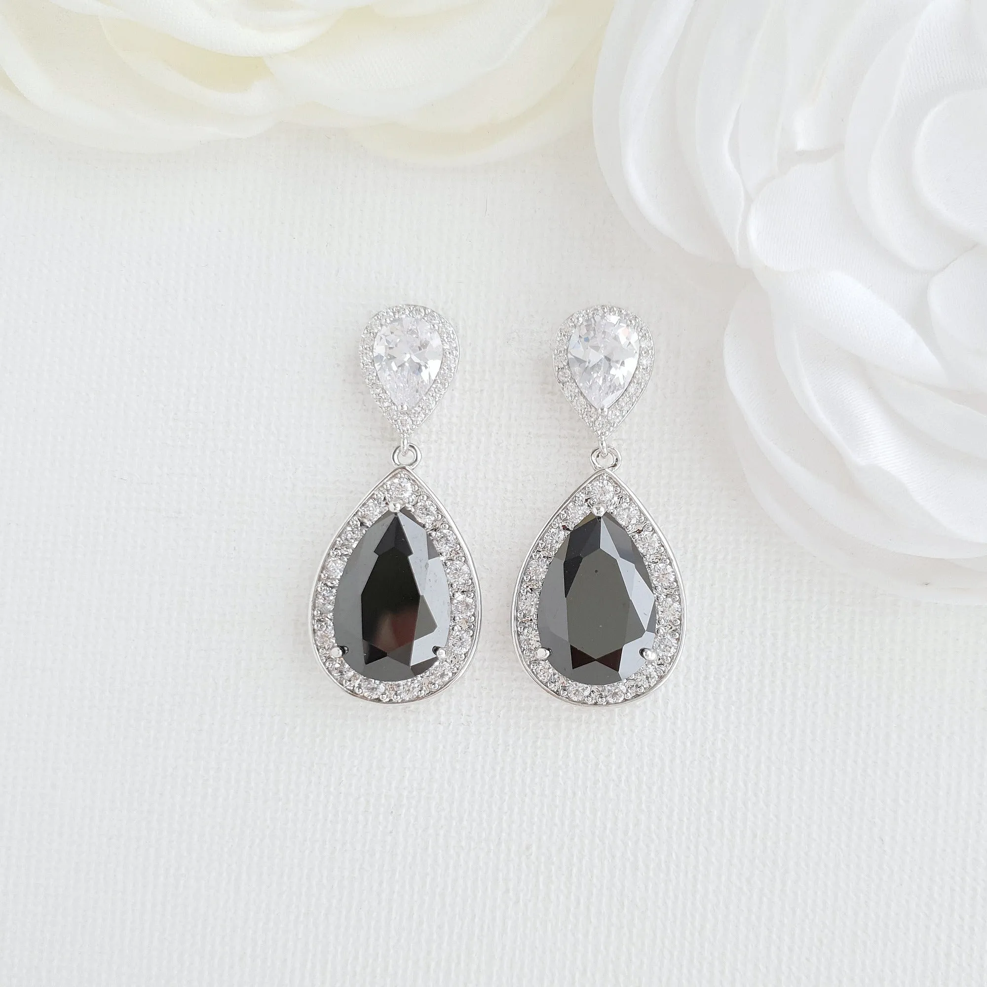 Black Drop Earrings- Zoe