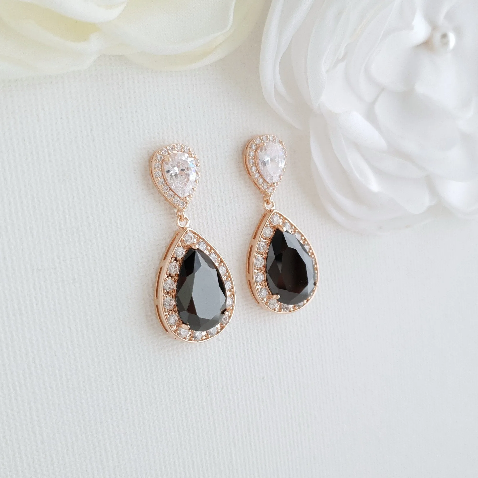 Black Drop Earrings- Zoe