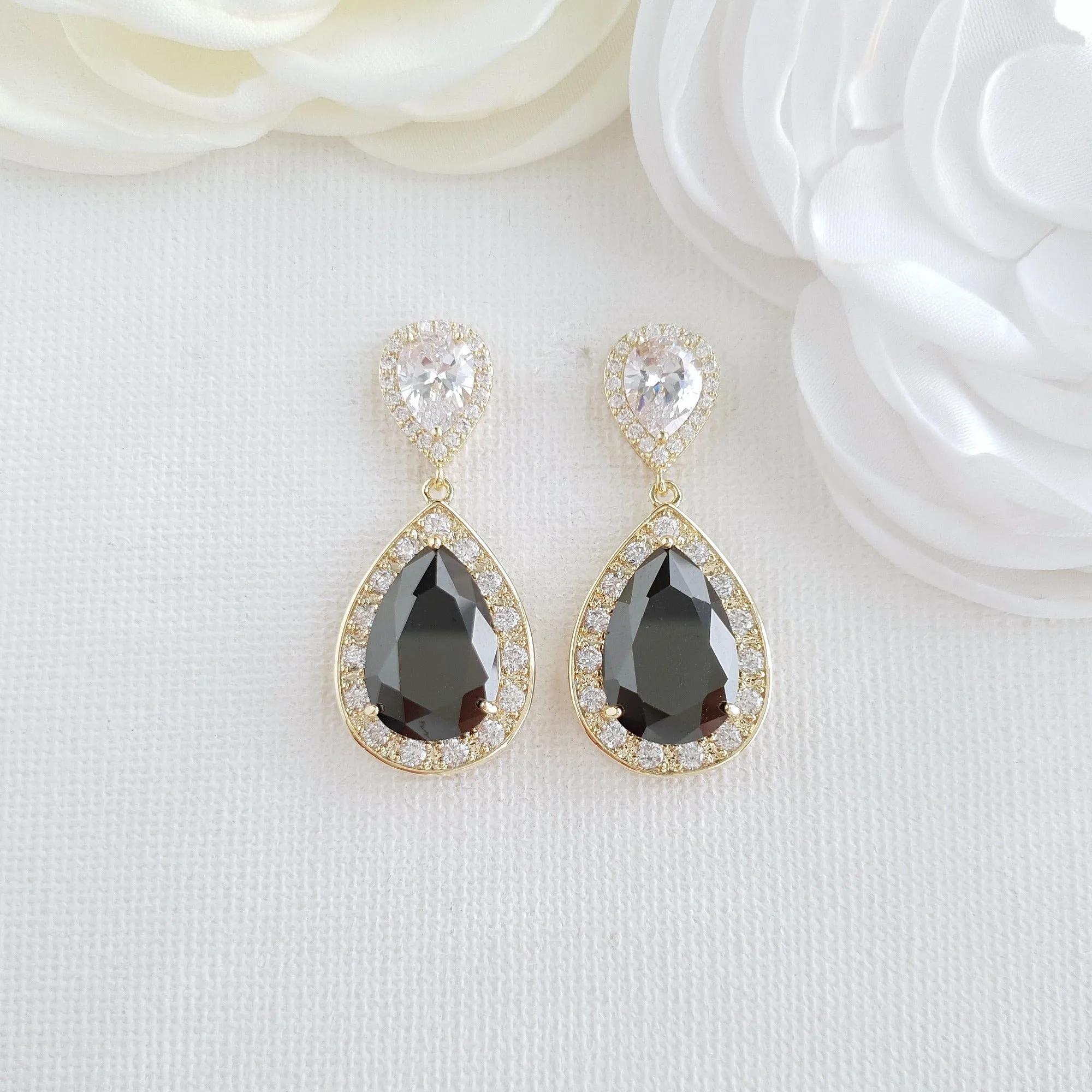 Black Drop Earrings- Zoe