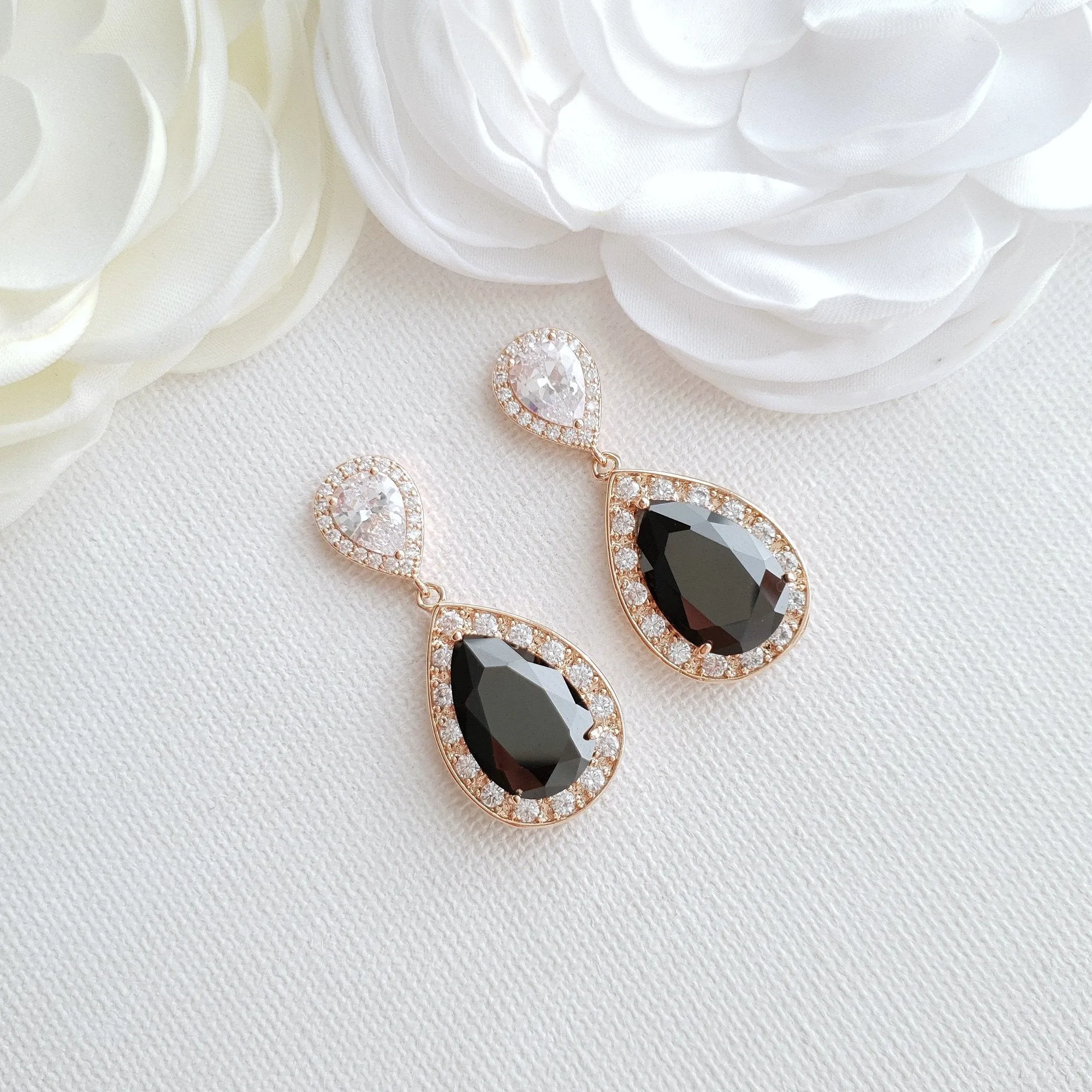 Black Drop Earrings- Zoe