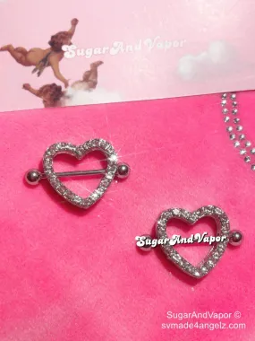 Bling Cute Heart Nipple Rings Set