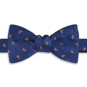 Blue and Orange Micro Butterfly Hopsack Silk Bow Tie