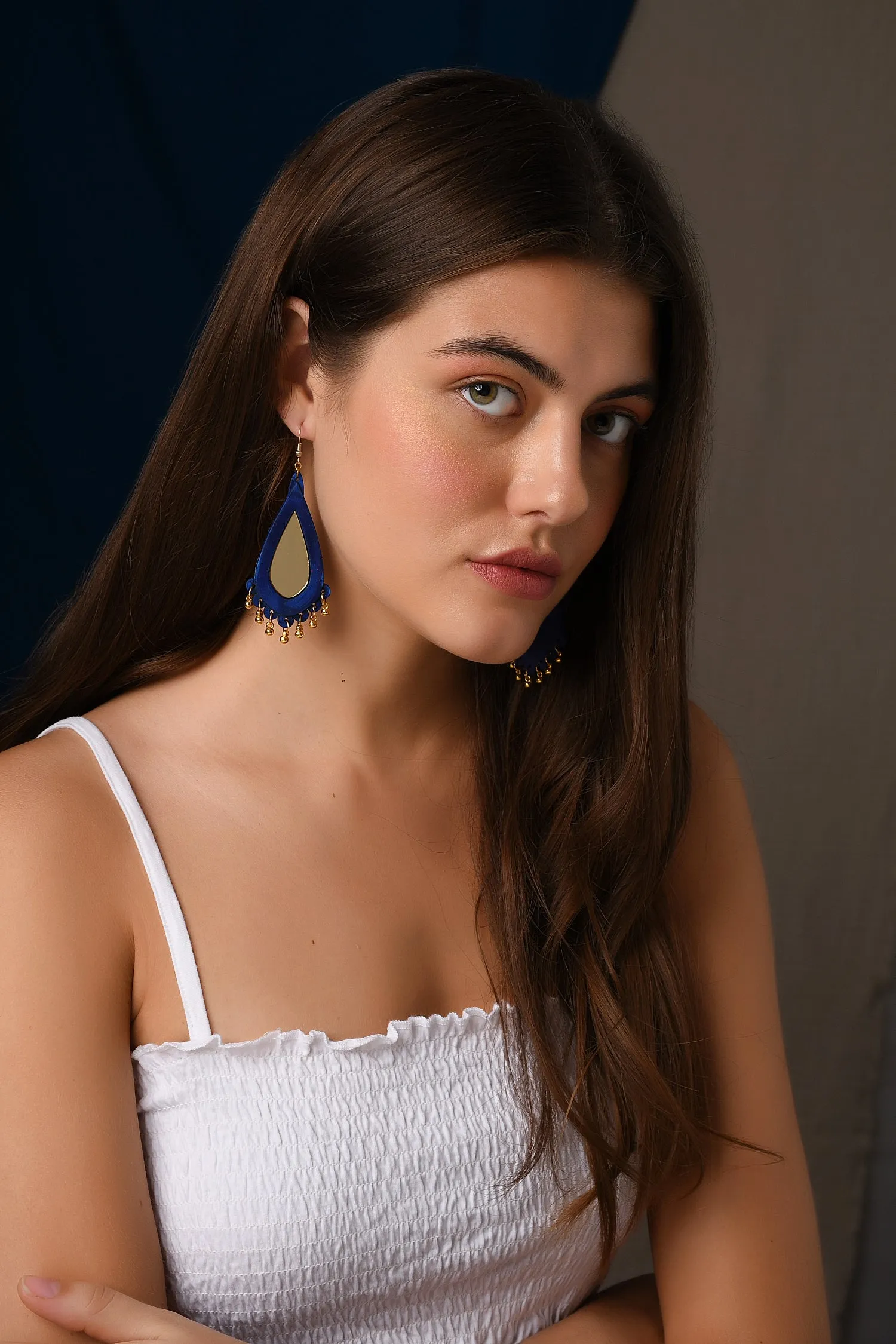 Blue Gold Drop Earring