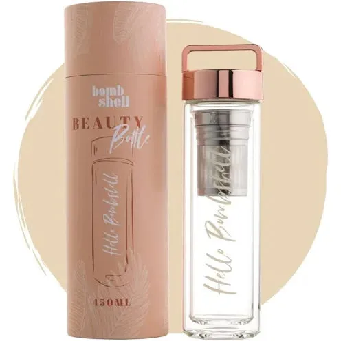 BOMBSHELL BEAUTY BOTTLE - 450ML GLASS INFUSER BOTTLE