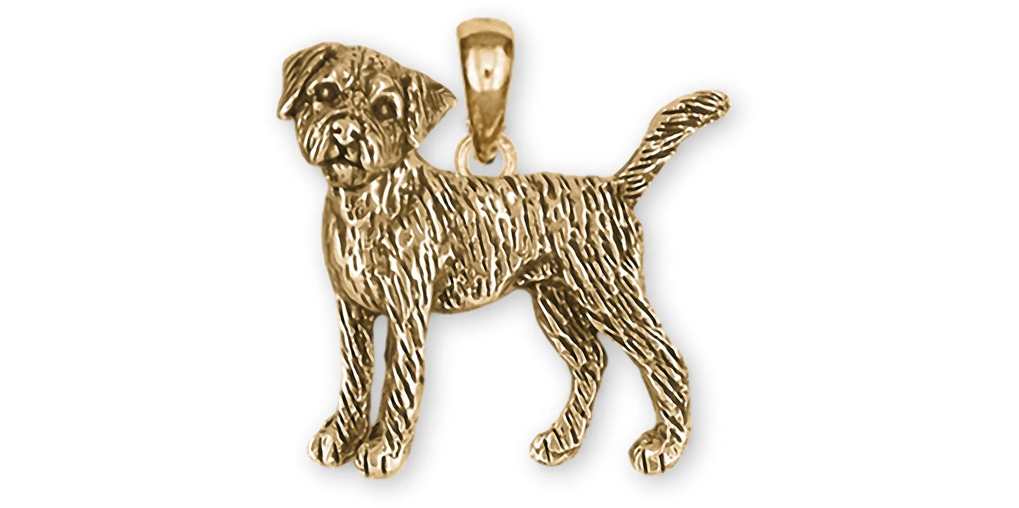 Border Terrier Jewelry 14k Yellow Gold Handmade Border Terrier Pendant  BDT1-PG