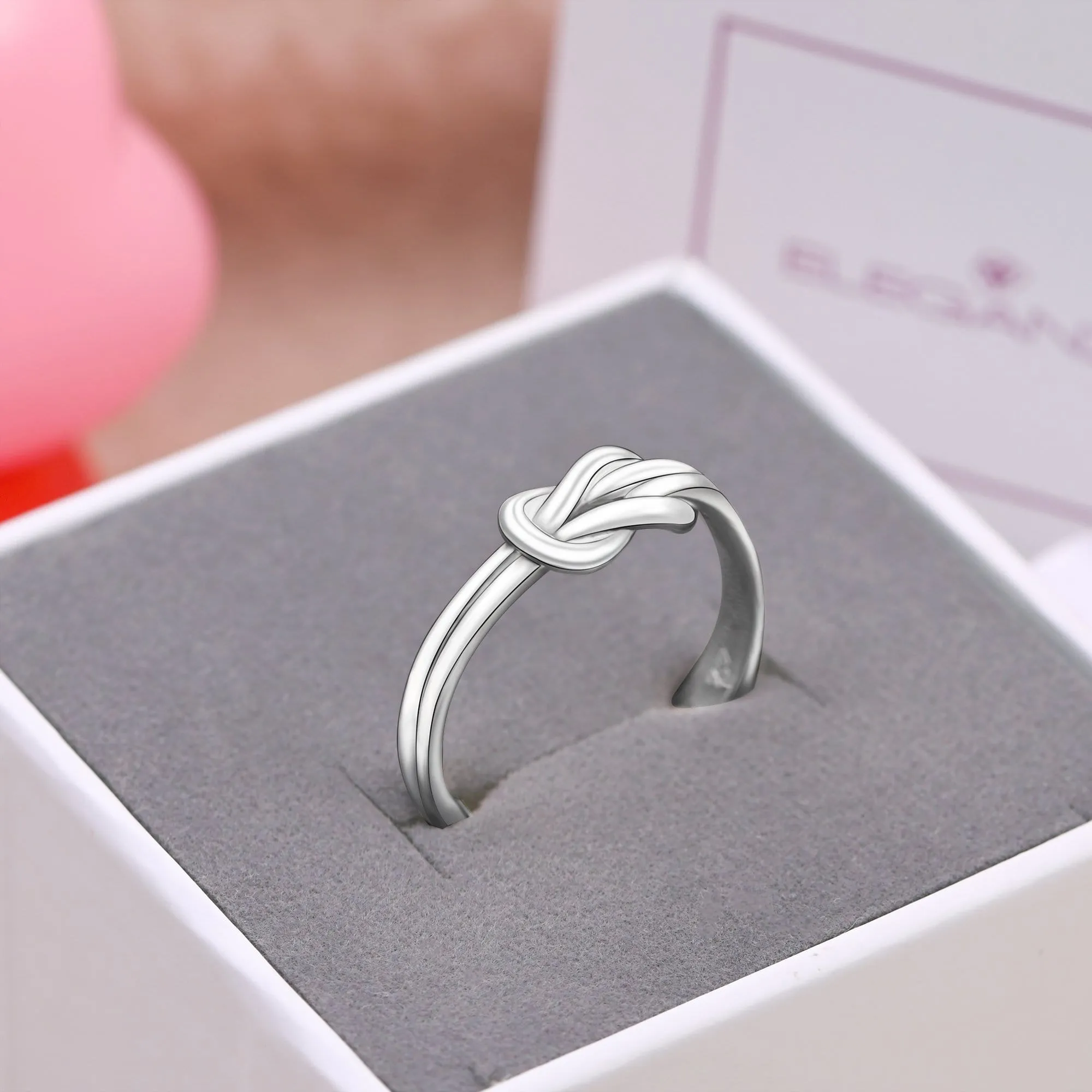 Braided Knot Silver Promise Rings for Him