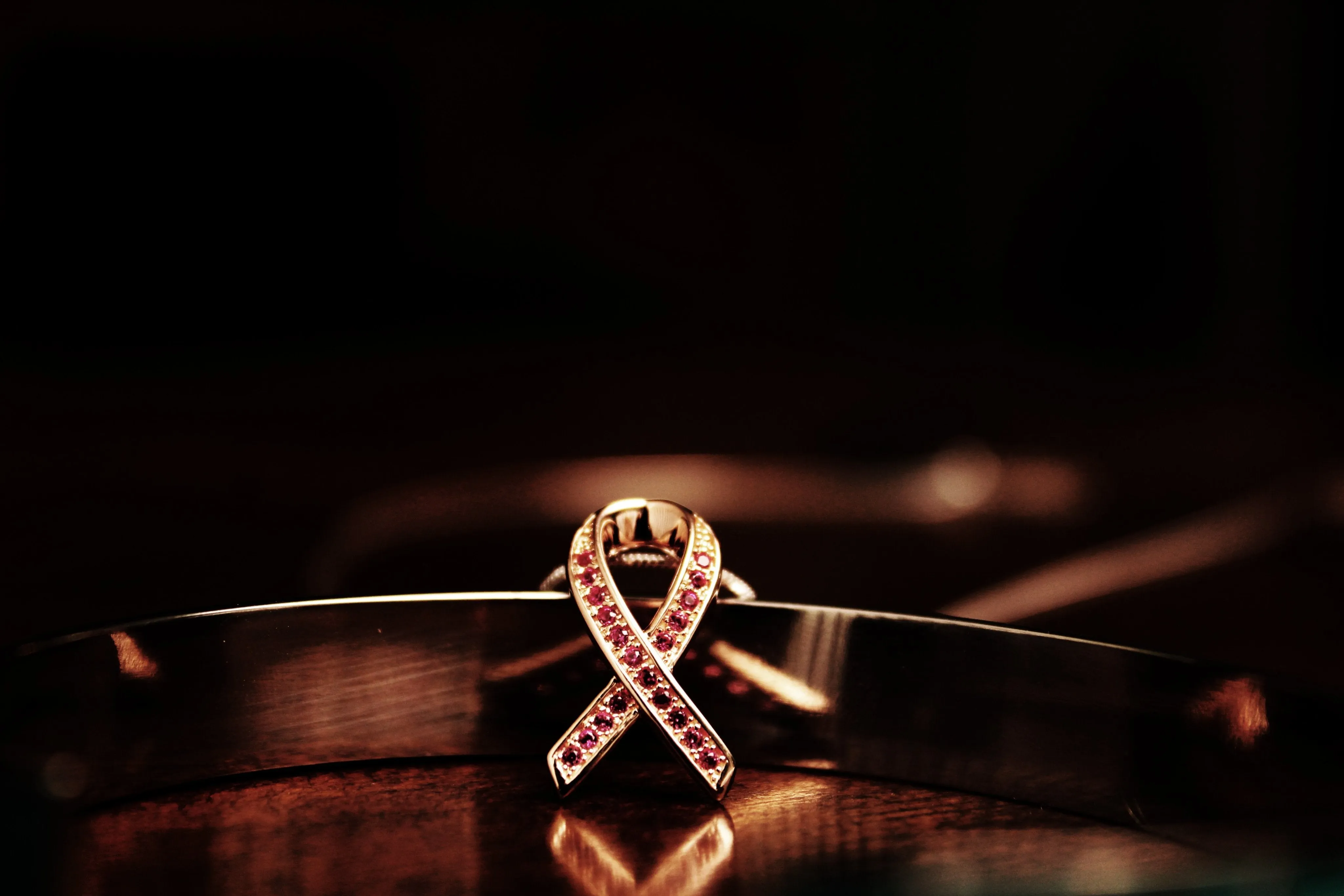 Breast Cancer Awareness Ribbon Pendant With 14K Rose Gold Plating