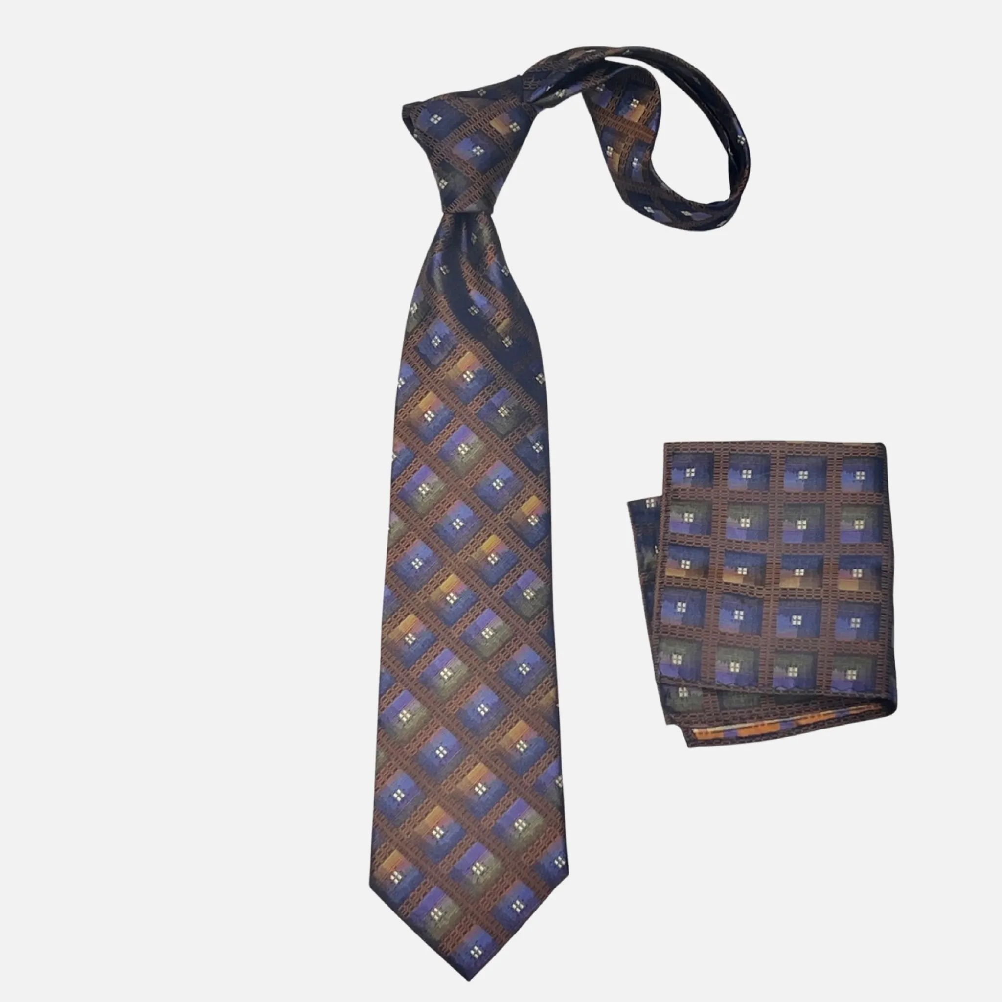 Brown Premium Silk Tie & Hanky Set | Dolce Vita Fashions