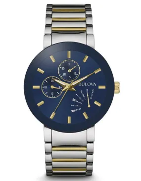 Bulova Mens Classic Watch - Two-Tone - Blue Dial - Bracelet - Day/Date - 30m