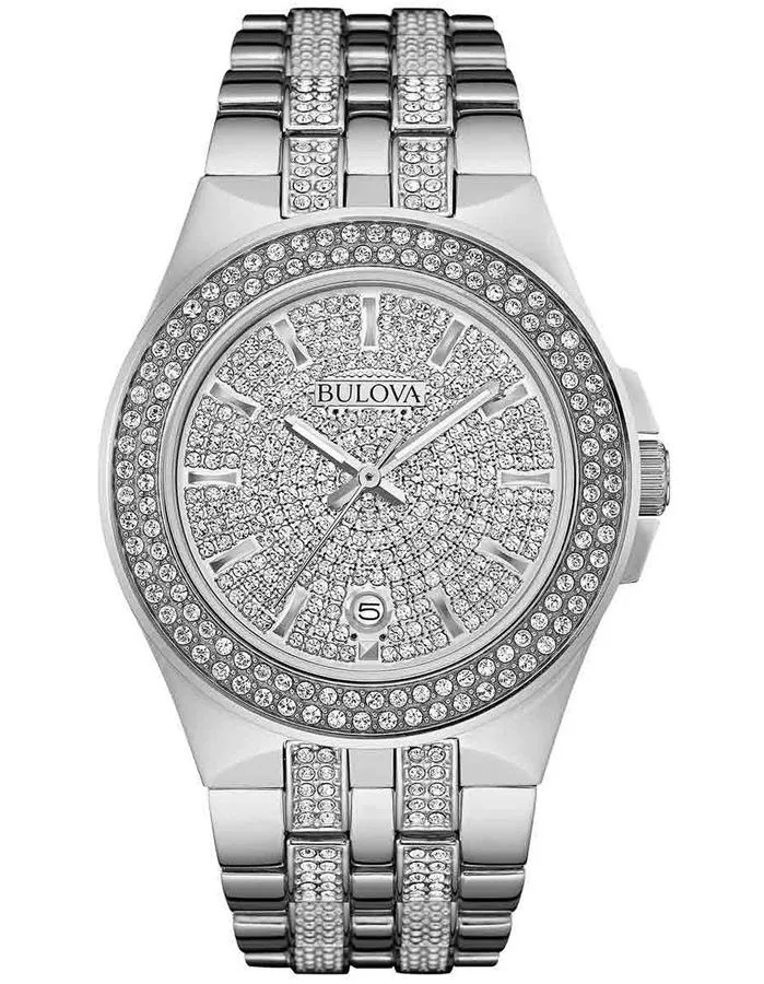 Bulova Mens Crystal Dress Watch - Stainless Steel Case - European Crystals