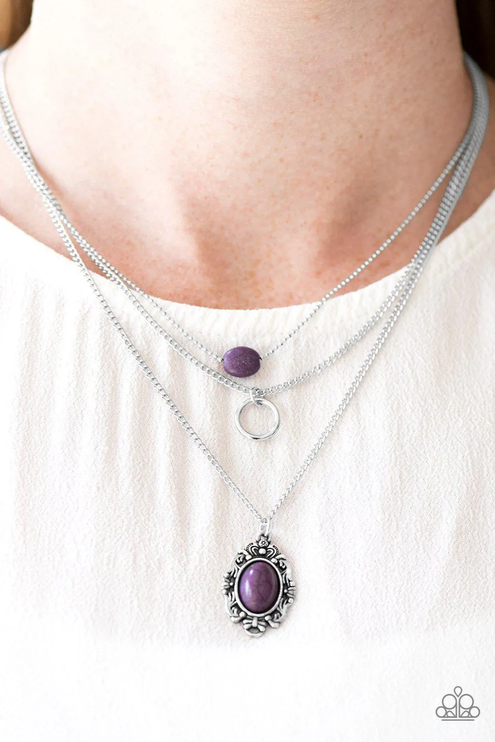 Canyon Cavalier Purple Stone Necklace - Paparazzi Accessories