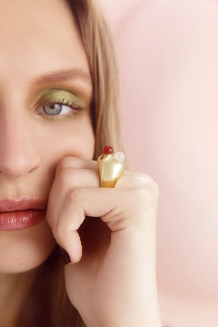 Chunky gold ring with stones