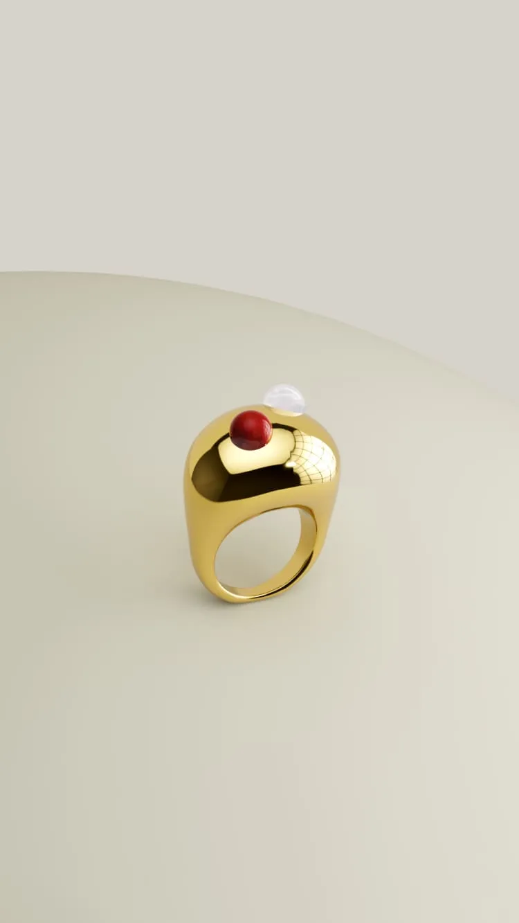 Chunky gold ring with stones