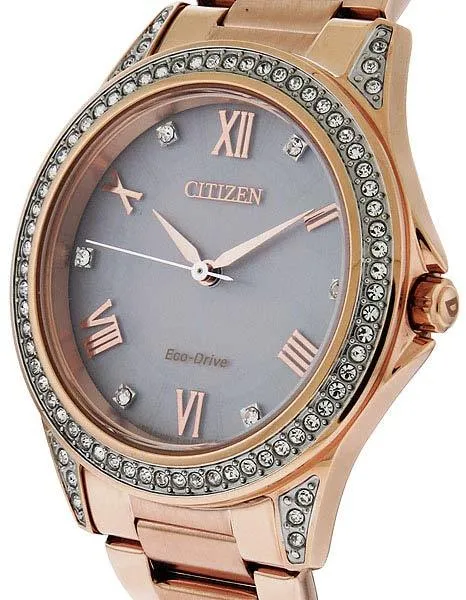 Citizen DRIVE Ladies POV Swarovski Crystal Watch - Pink Gold-Tone - Bracelet