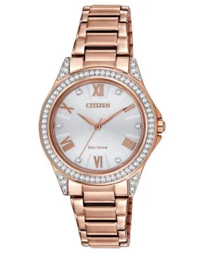 Citizen DRIVE Ladies POV Swarovski Crystal Watch - Pink Gold-Tone - Bracelet