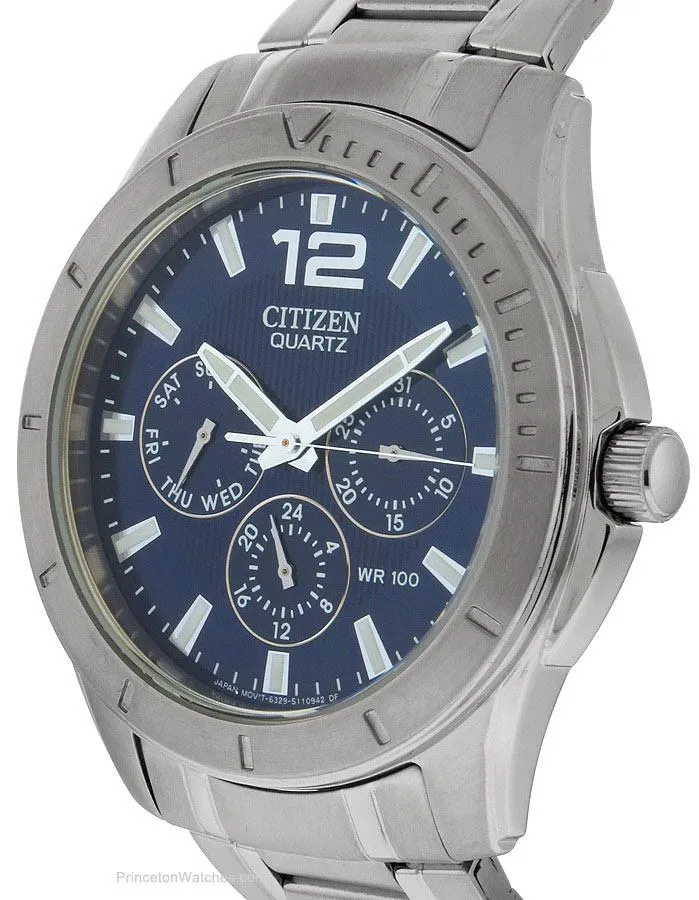 Citizen Quartz Multifunction Mens Watch - Blue Dial - Steel Case and Bracelet