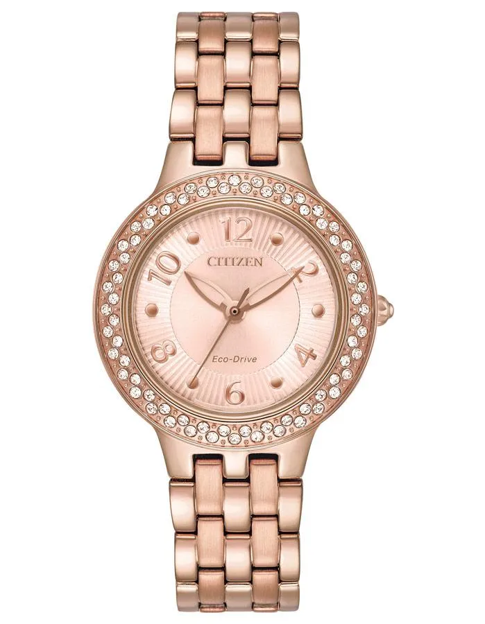 Citizen Womens Eco-Drive Silhouette - Swarovski Crystals - Rose-Tone - Bracelet