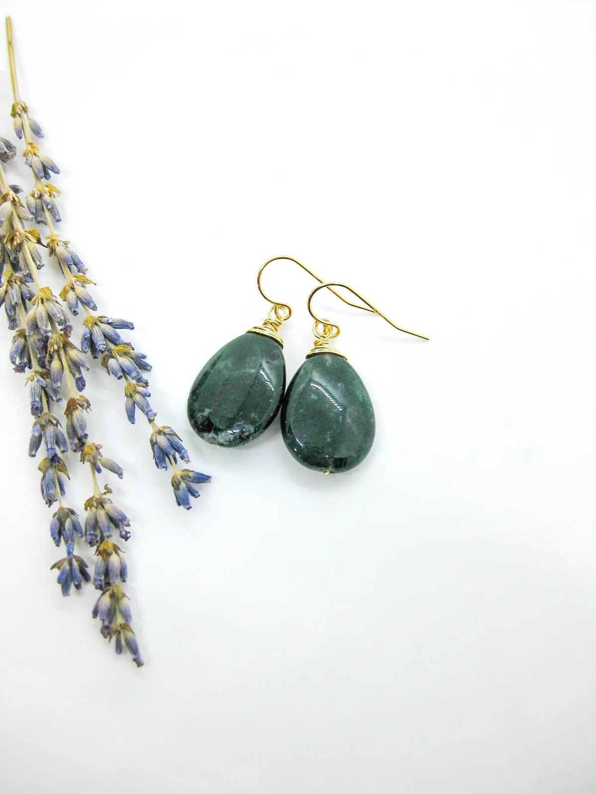 Clover: Moss Agate Earrings - e743