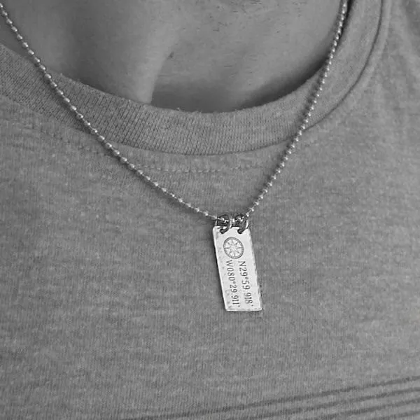 Compass Latitude Longitude Necklace - Nautical Pendant