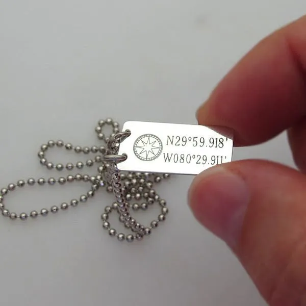 Compass Latitude Longitude Necklace - Nautical Pendant