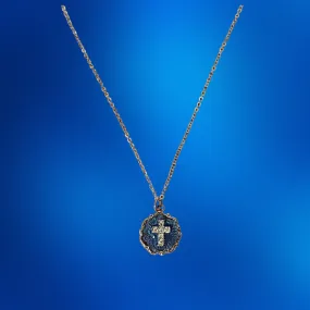 Cross on Blue Enamel Necklace