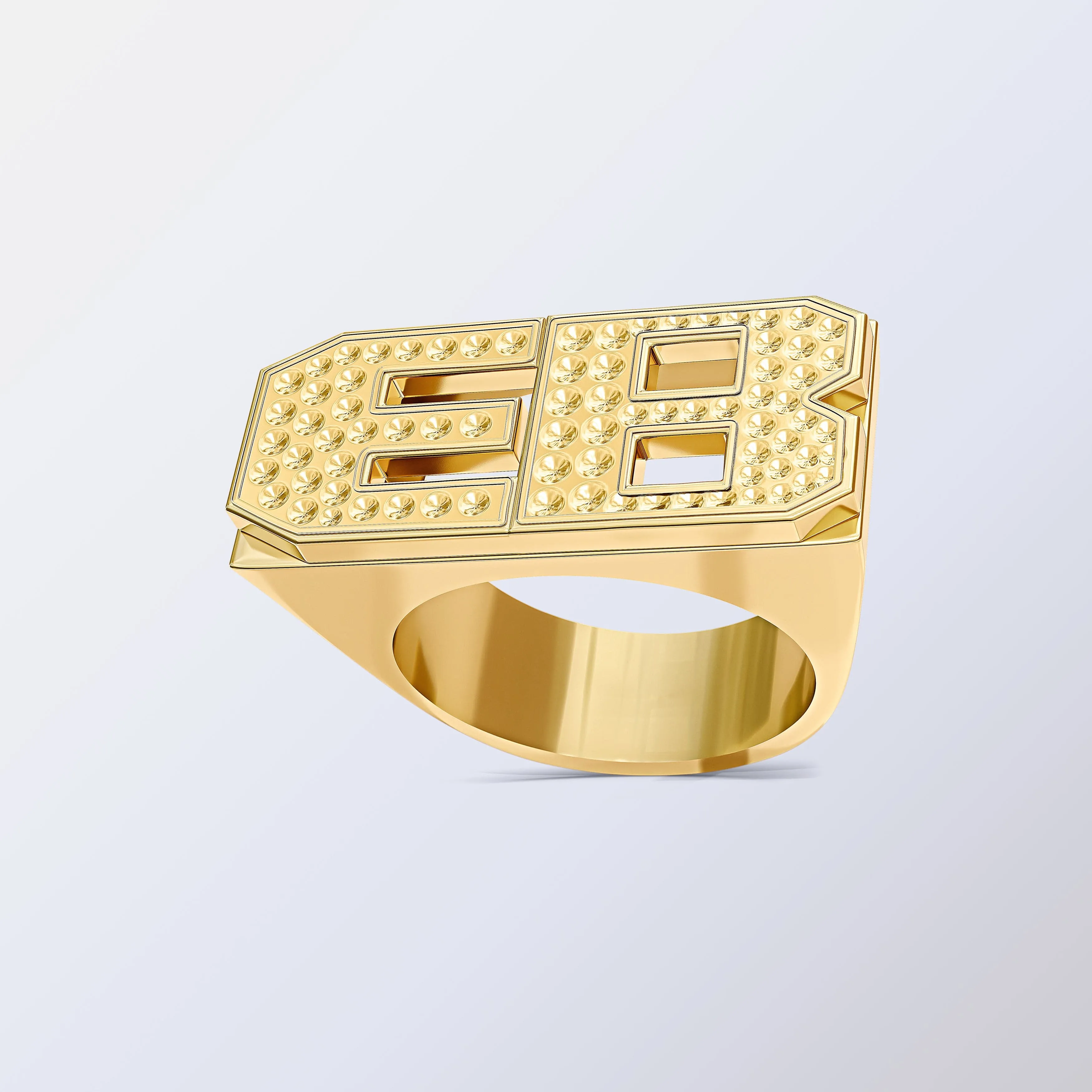 Custom Initial Number Ring - Beaded Name Ring