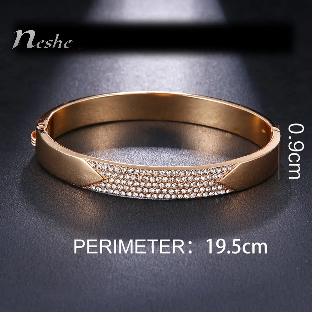 CZ Zircon Studded Golden Bangle Bracelet