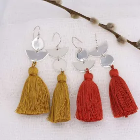 Dancing with Moons - Sterling Silver Tassel Earrings