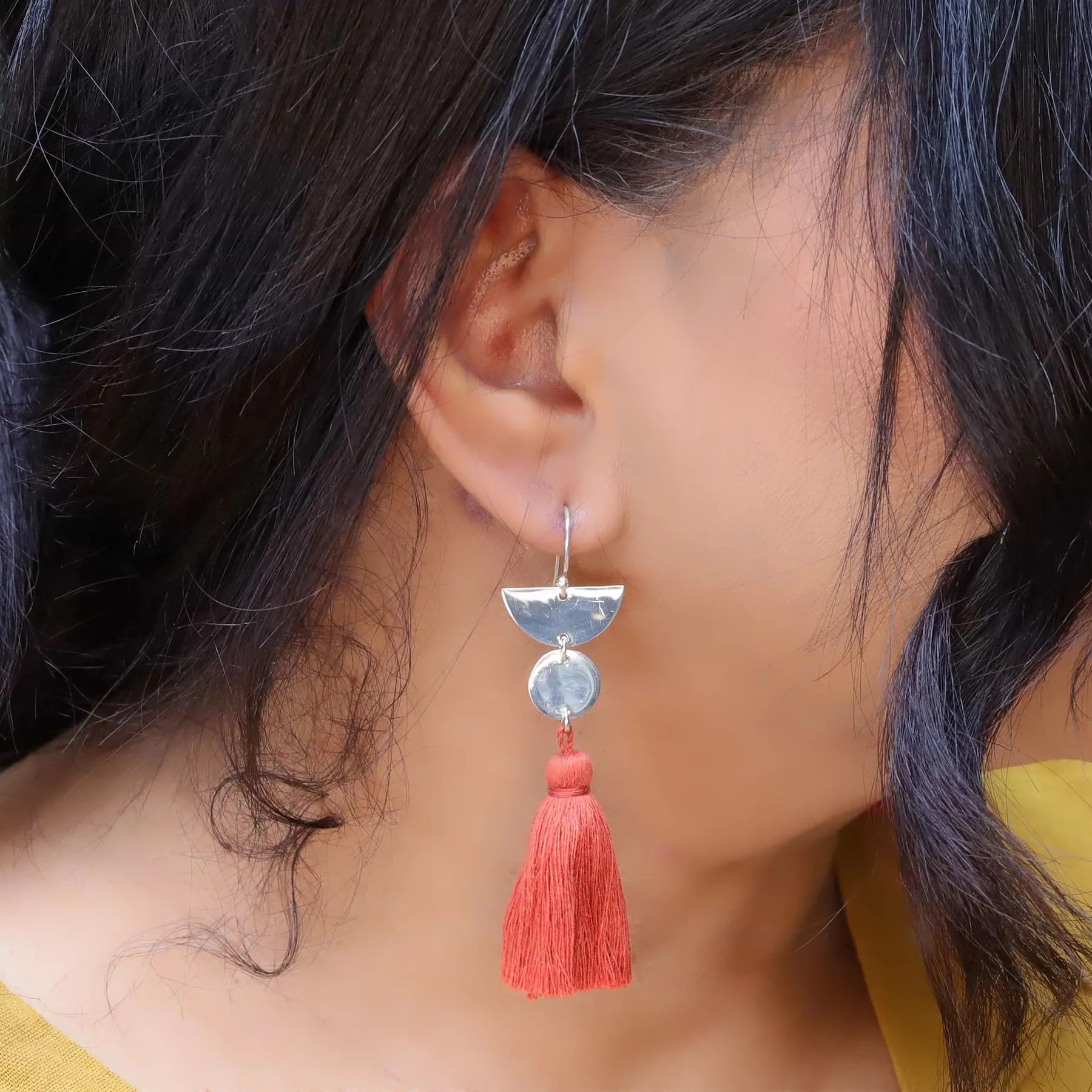 Dancing with Moons - Sterling Silver Tassel Earrings