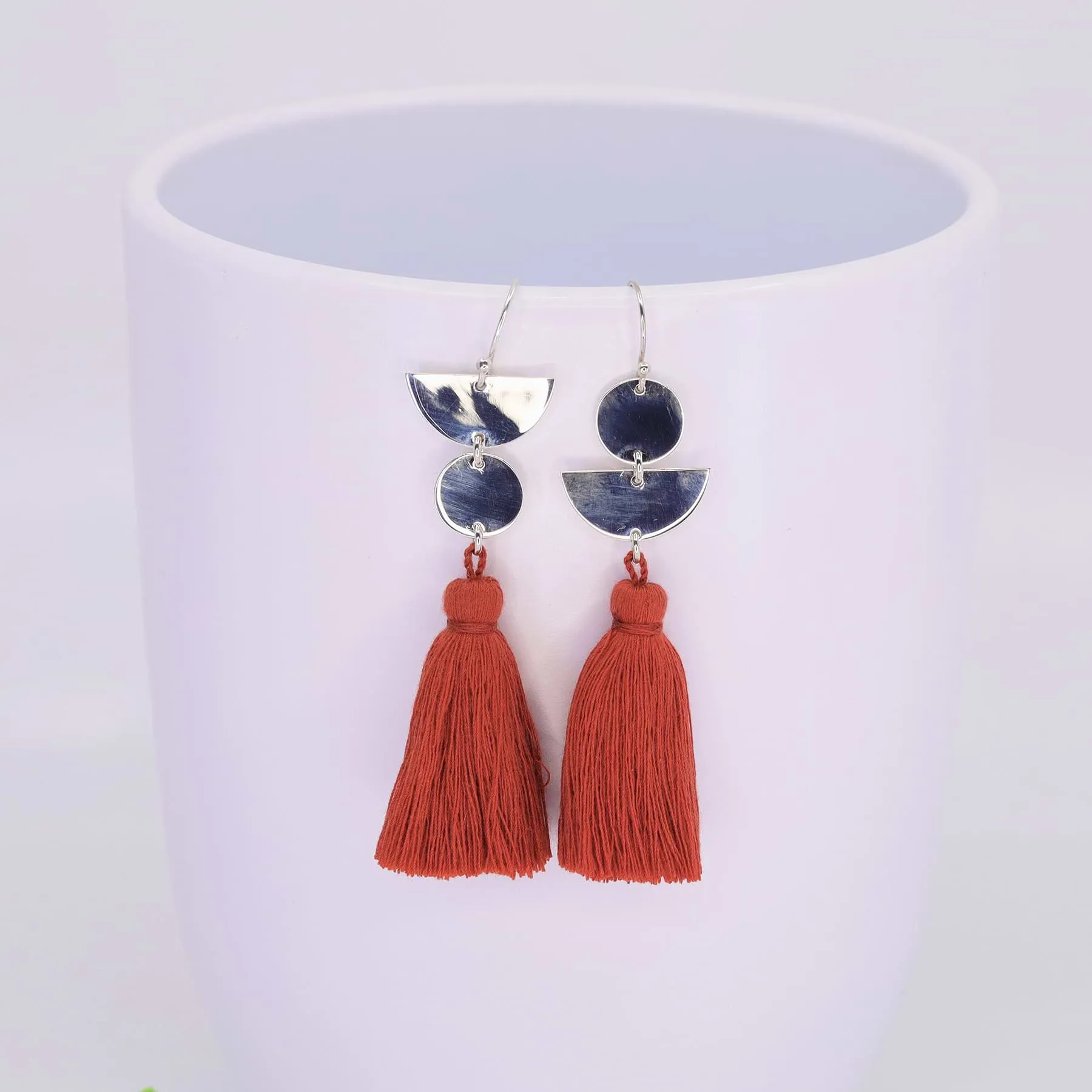 Dancing with Moons - Sterling Silver Tassel Earrings