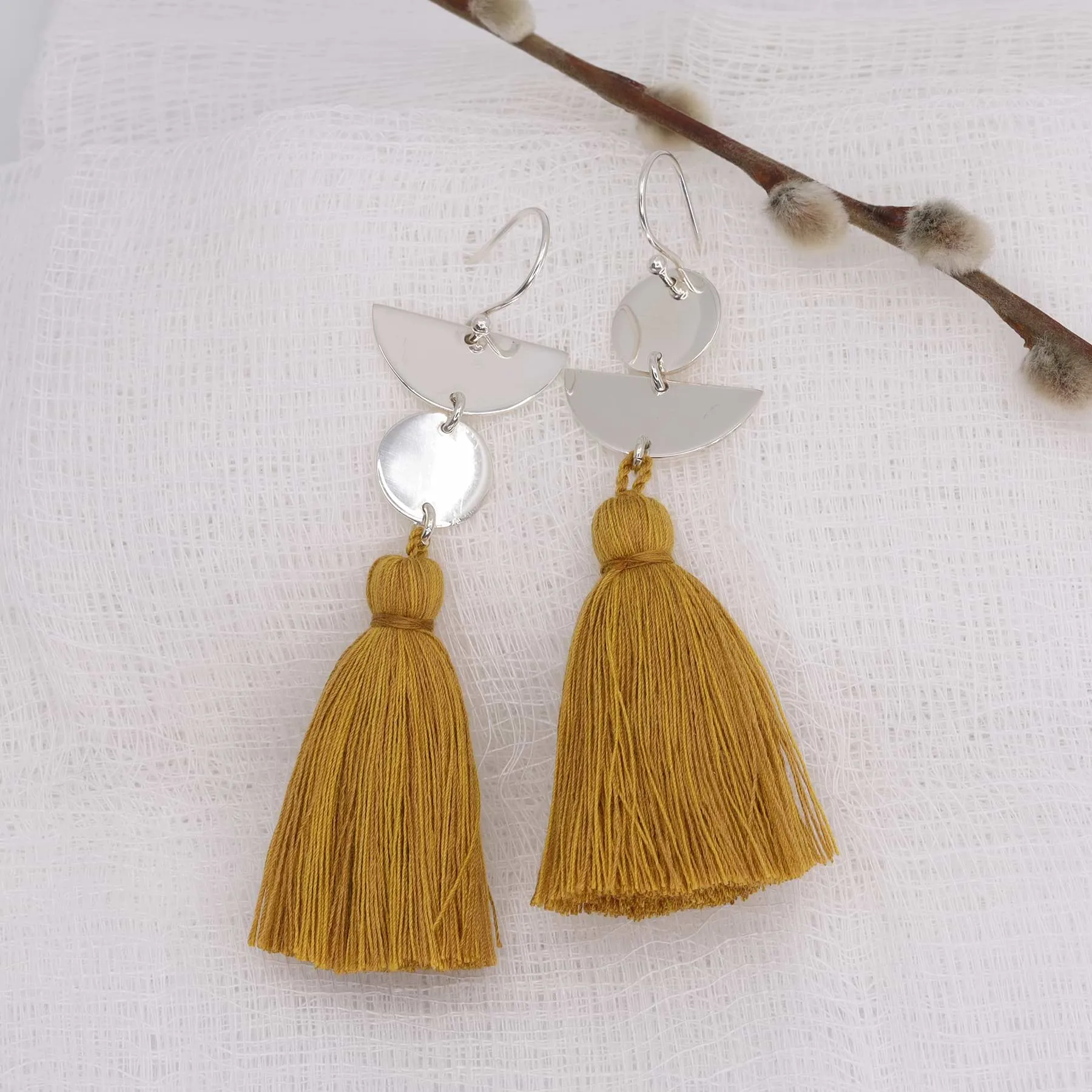 Dancing with Moons - Sterling Silver Tassel Earrings