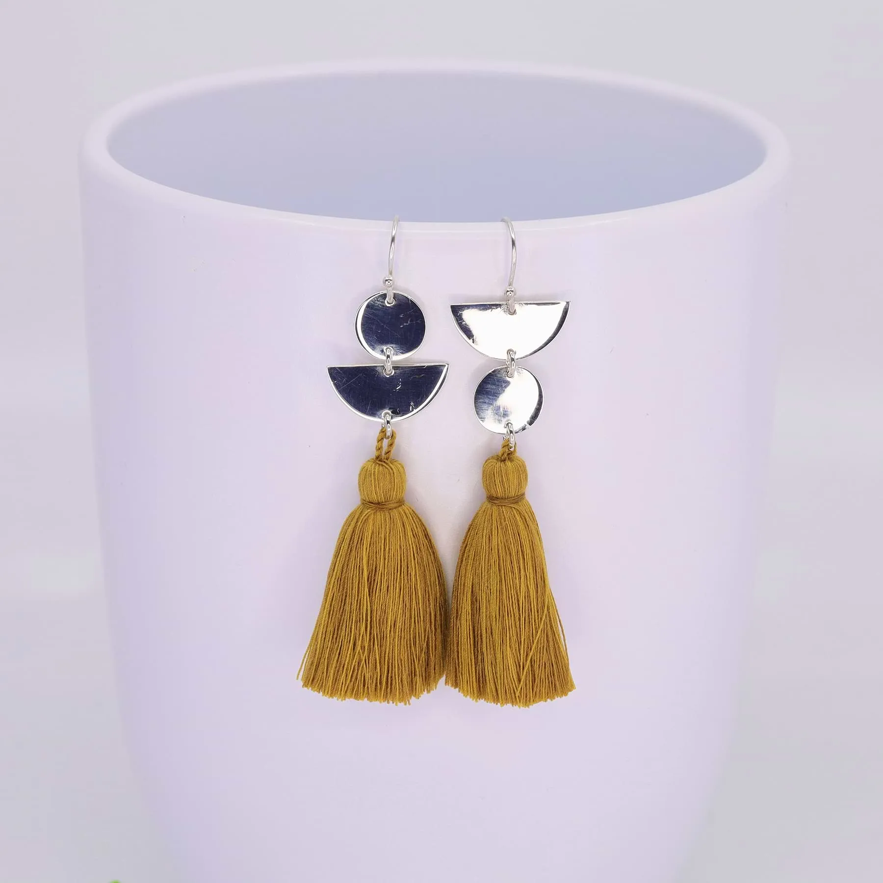 Dancing with Moons - Sterling Silver Tassel Earrings