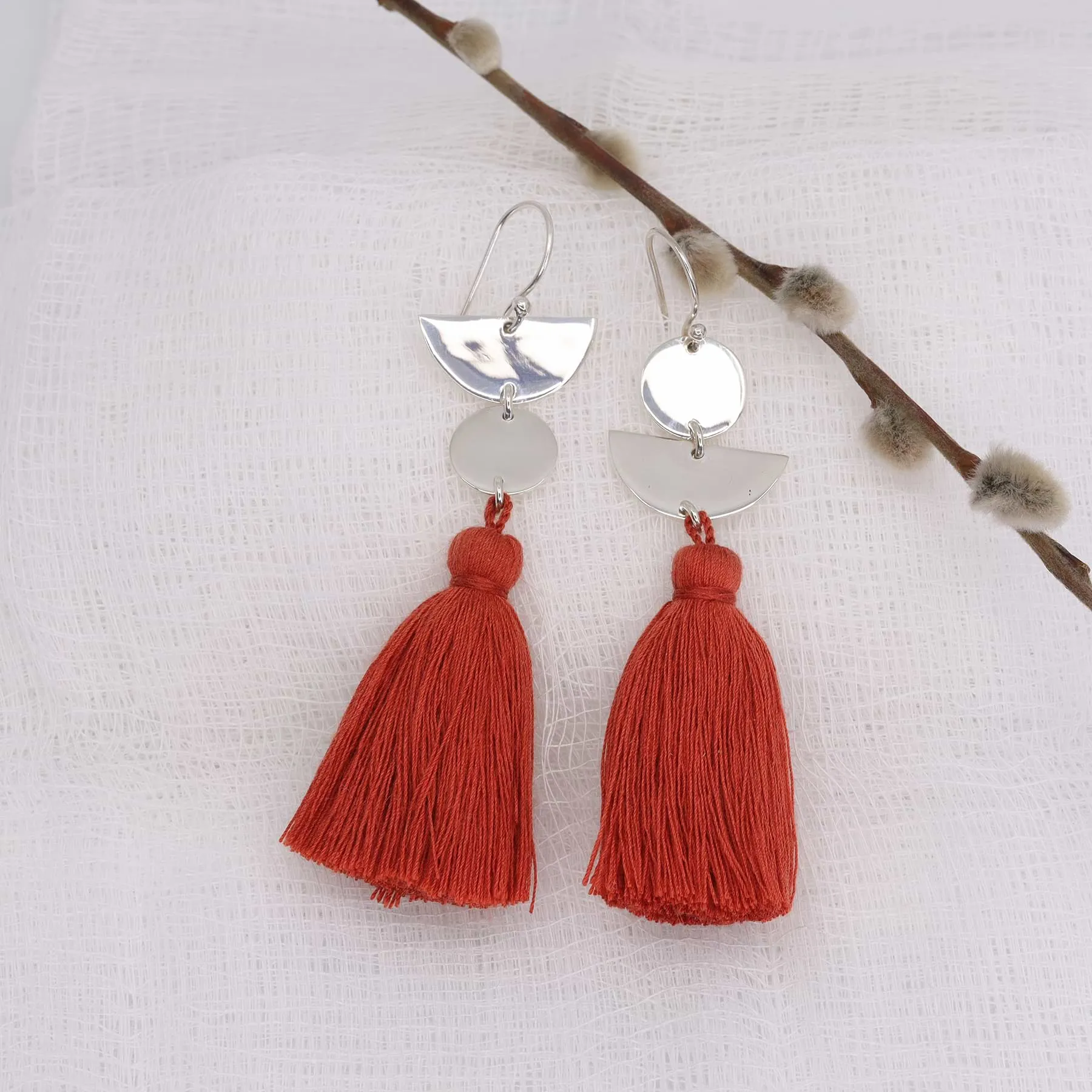 Dancing with Moons - Sterling Silver Tassel Earrings