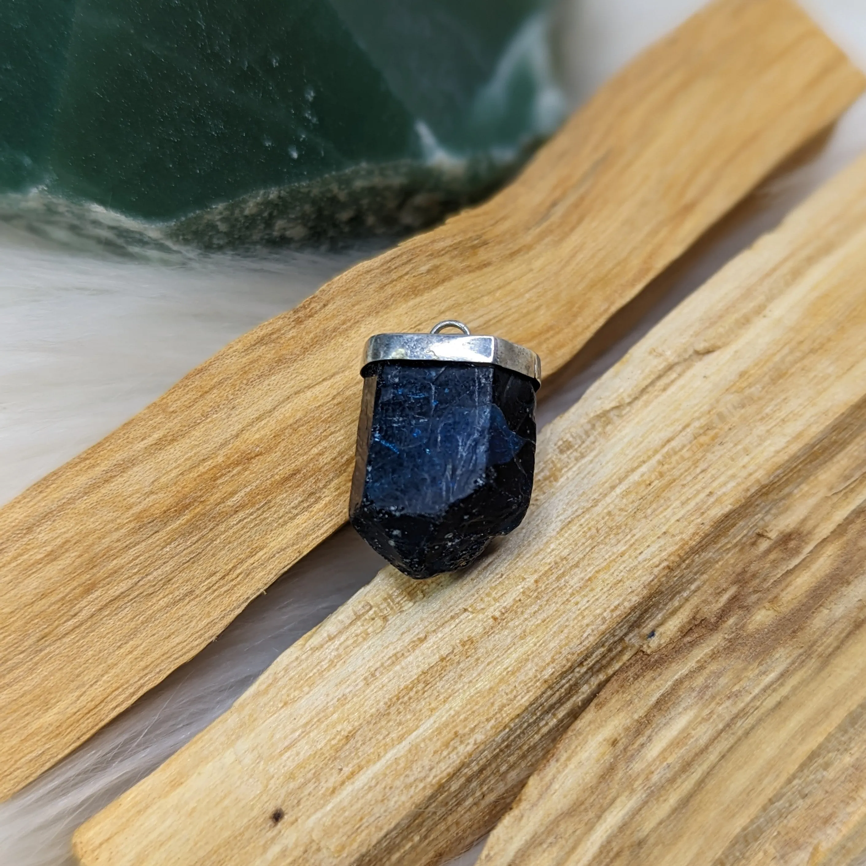 Dazzling Gemmy Dark Blue Apatite Pendant~ Includes Silver Chain