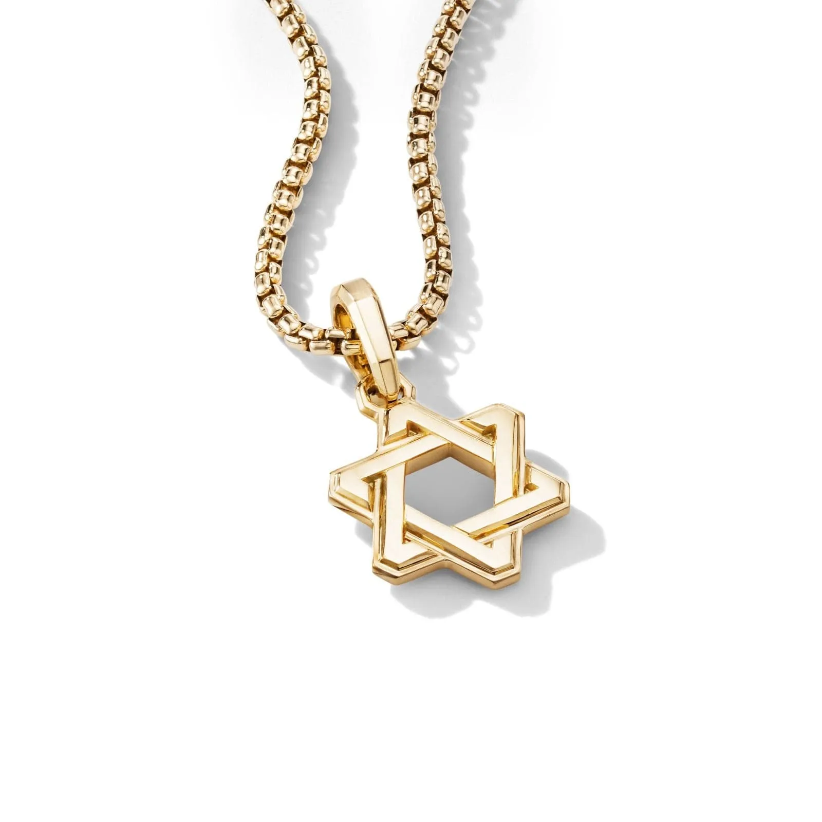 Deco Star of David Pendant in 18K Yellow Gold, 24mm