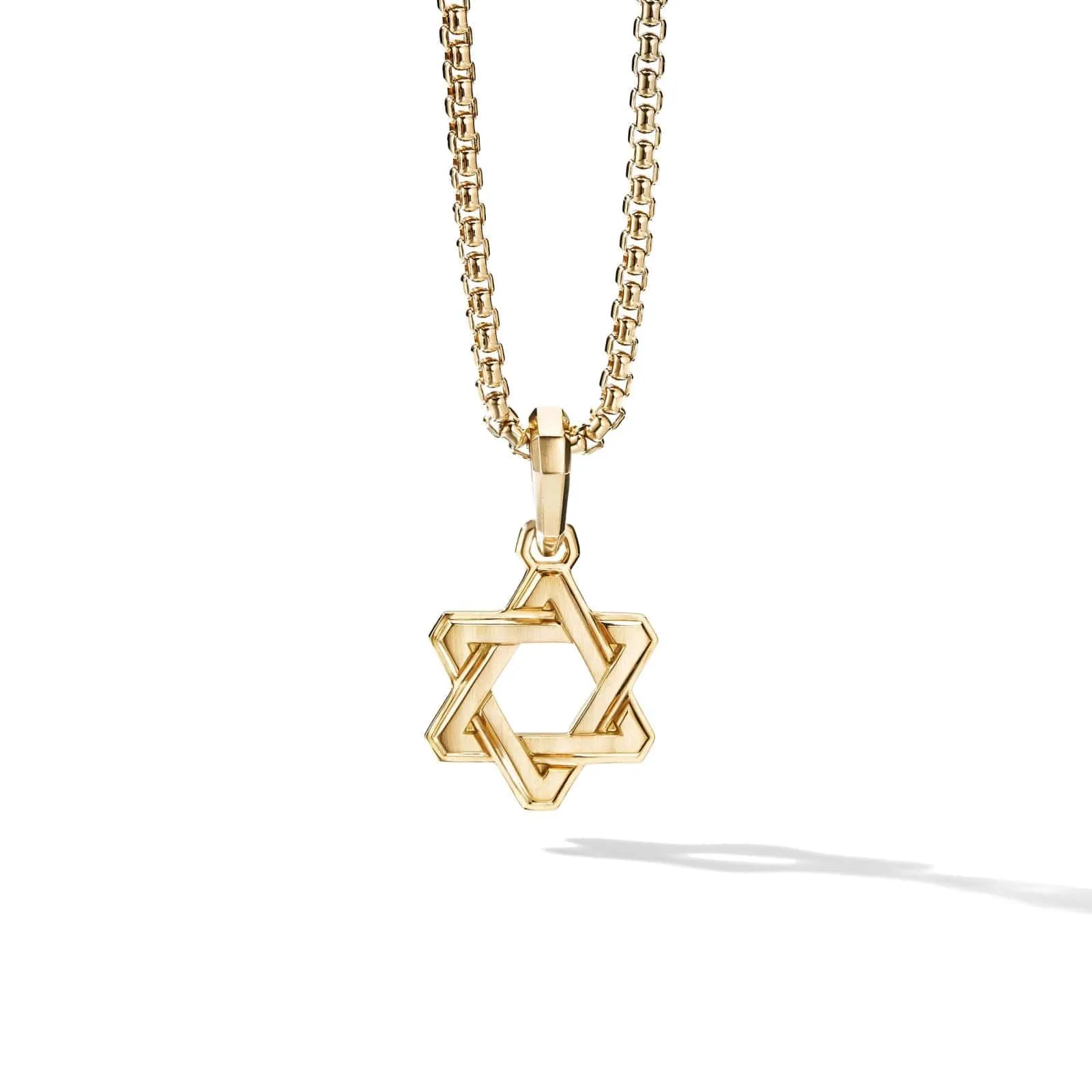 Deco Star of David Pendant in 18K Yellow Gold, 24mm